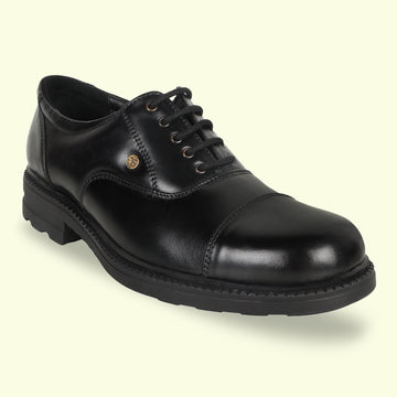 Trudge Black Oxford Uniform Shoe For Men - 4020